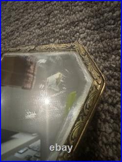 Antique Victorian Brass Hand Mirror see description