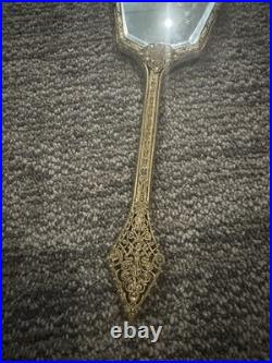 Antique Victorian Brass Hand Mirror see description