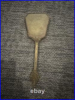 Antique Victorian Brass Hand Mirror see description