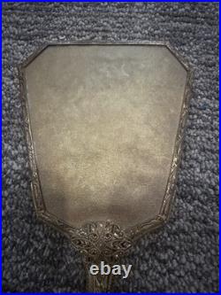 Antique Victorian Brass Hand Mirror see description