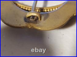 Antique Victorian Brass Hand Painted Portrait Porcelain Brooch Pin 2.5 x 2
