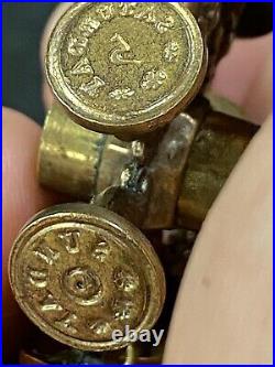 Antique Victorian Brass Nine Sided Wax Seal Desk Multi-seal Wheel Heart In Hand