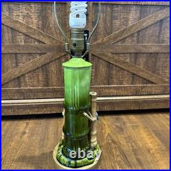 Antique Victorian Bretby Art Pottery hand-painted crane bird bamboo 19th Century