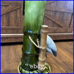 Antique Victorian Bretby Art Pottery hand-painted crane bird bamboo 19th Century