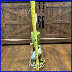 Antique Victorian Bretby Art Pottery hand-painted crane bird bamboo 19th Century