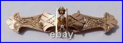 Antique Victorian Brooch 10K Rose Gold Pearl Bar Moving Center Rare