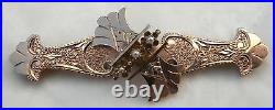 Antique Victorian Brooch 10K Rose Gold Pearl Bar Moving Center Rare