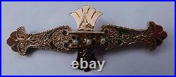 Antique Victorian Brooch 10K Rose Gold Pearl Bar Moving Center Rare