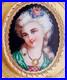 Antique Victorian Brooch Ornate 18k Gold Hand Painted Enamel and Diamond c1870's