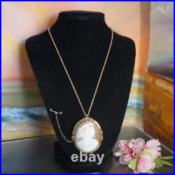 Antique Victorian C. 1870 Dionysus cameo pendant, Hand carved Shell Cameo