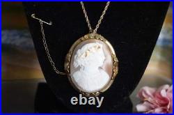 Antique Victorian C. 1870 Dionysus cameo pendant, Hand carved Shell Cameo