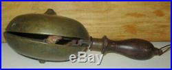 Antique Victorian Ca 1868 Fireman's Hand Held Brass Muffin Fire Alarm Bell