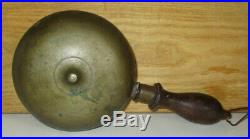 Antique Victorian Ca 1868 Fireman's Hand Held Brass Muffin Fire Alarm Bell