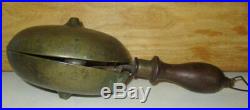 Antique Victorian Ca 1868 Fireman's Hand Held Brass Muffin Fire Alarm Bell