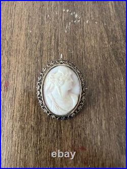 Antique Victorian Cameo 1800's Hand Carved 10K Brooch Pin or Pendant E5.12