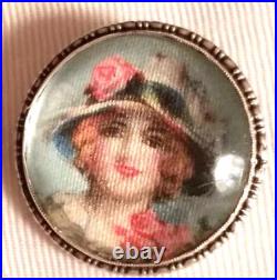 Antique Victorian Cameo Brooch Shell Maenad Pendant Pin Sterling Silver Goddess