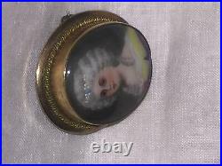 Antique Victorian Cameo Gold 9k Portrait Brooch Hand Painted French Porcelain