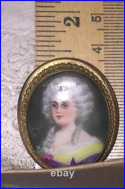 Antique Victorian Cameo Gold 9k Portrait Brooch Hand Painted French Porcelain