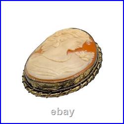 Antique Victorian Cameo Hand Carved Shell Large Brooch Pin Pendant Collectibles