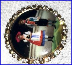 Antique Victorian Cameo Miniature Portrait Brooch Hand Paint Porcelain Child Pin