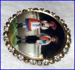 Antique Victorian Cameo Miniature Portrait Brooch Hand Paint Porcelain Child Pin