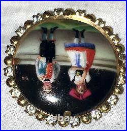 Antique Victorian Cameo Miniature Portrait Brooch Hand Paint Porcelain Child Pin