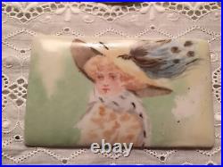 Antique Victorian Cameo Miniature Portrait Brooch Hand Paint Porcelain Child Pin