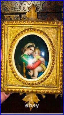 Antique Victorian Cameo Miniature Portrait Brooch Hand Paint Porcelain Child Pin