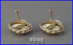 Antique Victorian Cameo Portrait Hand Painted Porcelain Sterling Silver Earrings