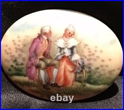 Antique Victorian Cameo Portrait Porcelain Plaque 4 Brooch Courting Couple