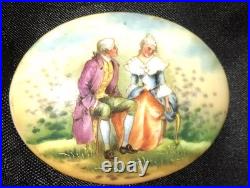 Antique Victorian Cameo Portrait Porcelain Plaque 4 Brooch Courting Couple