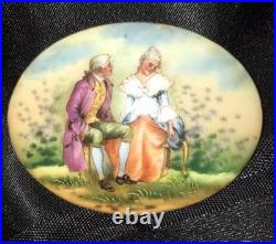 Antique Victorian Cameo Portrait Porcelain Plaque 4 Brooch Courting Couple