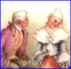 Antique Victorian Cameo Portrait Porcelain Plaque 4 Brooch Courting Couple