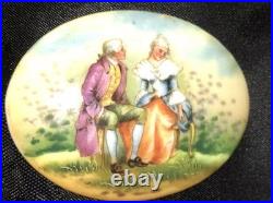 Antique Victorian Cameo Portrait Porcelain Plaque 4 Brooch Courting Couple