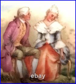 Antique Victorian Cameo Portrait Porcelain Plaque 4 Brooch Courting Couple