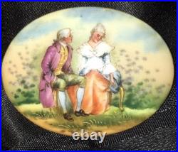 Antique Victorian Cameo Portrait Porcelain Plaque 4 Brooch Courting Couple