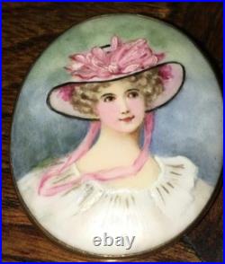 Antique Victorian Cameo Portrait Porcelain Plaque 4 Brooch Courting Couple