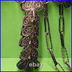 Antique Victorian Cannetille Filigree Cross Silver Hand Wired 22 STERLING 92.5
