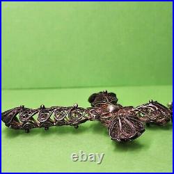 Antique Victorian Cannetille Filigree Cross Silver Hand Wired 22 STERLING 92.5