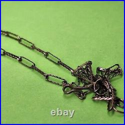 Antique Victorian Cannetille Filigree Cross Silver Hand Wired 22 STERLING 92.5