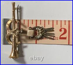 Antique Victorian Carved Hand 9ct Gold Seed Pearl Double Horse Shoe Brooch Pin