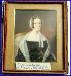 Antique Victorian Cased Hand Painted Portrait Miniature Of A Lady
