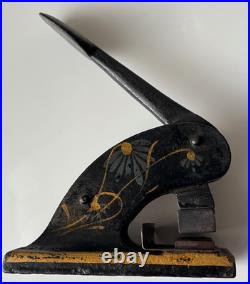Antique Victorian Cast Iron Embossing Stamp Press Hand Painted, Nice Patina Antique Victorian Cast Iron Embossing Stamp Press Hand Painted, Nice Patina