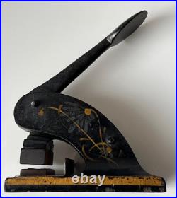 Antique Victorian Cast Iron Embossing Stamp Press Hand Painted, Nice Patina