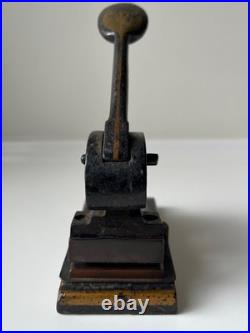 Antique Victorian Cast Iron Embossing Stamp Press Hand Painted, Nice Patina