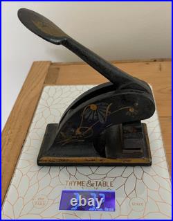 Antique Victorian Cast Iron Embossing Stamp Press Hand Painted, Nice Patina