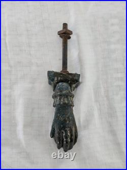 Antique Victorian Cast Iron Lady's Hand Door Knocker Ornate Gothic