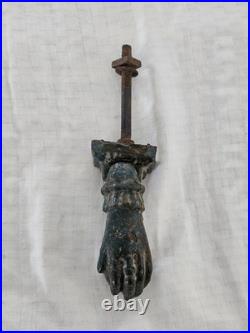 Antique Victorian Cast Iron Lady's Hand Door Knocker Ornate Gothic