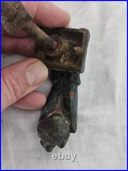 Antique Victorian Cast Iron Lady's Hand Door Knocker Ornate Gothic