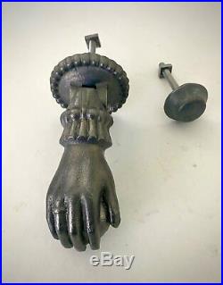 Antique Victorian Cast Iron Right Hand Holding a Ball Door Knocker